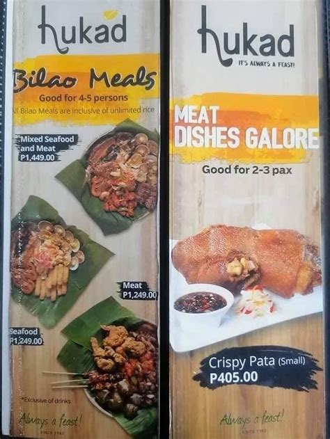 Menu at Hukad, Dumaguete, Dumaguete .